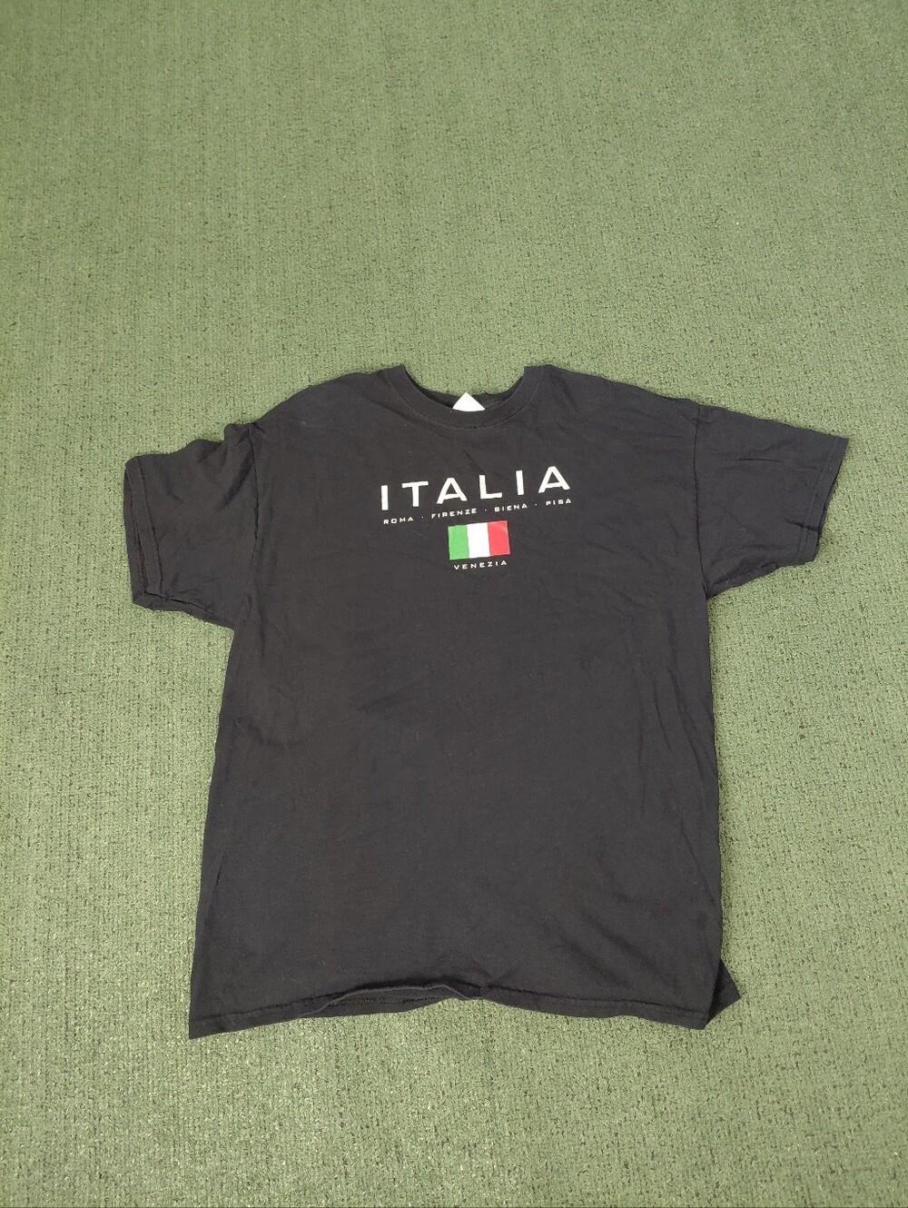 Italia Italy Flag Cities Travel Destination Black T Shirt Sz Large